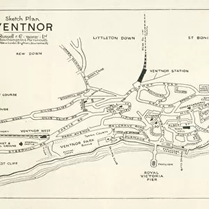 Sketch plan map of Ventnor, Isle of Wight, Hampshire. Date: circa 1910s