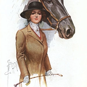 A smart lady rider with her mount