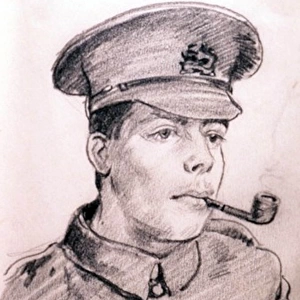 Soldier smoking pipe