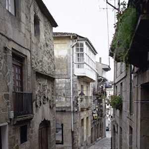 Spain. Galicia. Ribadavia. Old Town. On the left, the gothic