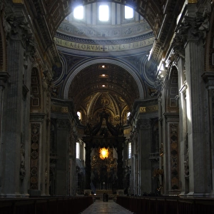 St. Peters Basilica. Madernos nave and the altar with Bern
