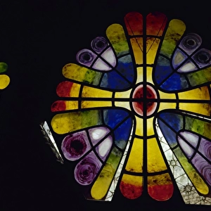Stained glass window. 19th century. Crypt of the Colonia Gue