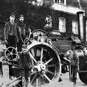 Steam roller and road gang Victorian period