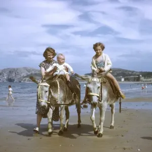 Llandudno Donkeys Print, Early 1960s Summer Scene Llandudno Donkeys Print, Early 1960s Summer Scene