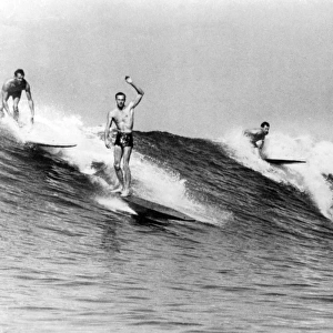 Surf riders near San Clemente, California, USA