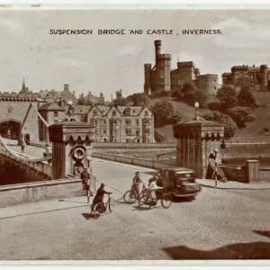 Suspension Bridge and Castle Print, Inverness, Scotland 1944 Suspension Bridge and Castle Print, Inverness, Scotland 1944