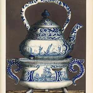 Tea pot and warmer from Delft, Netherlands, 18th century