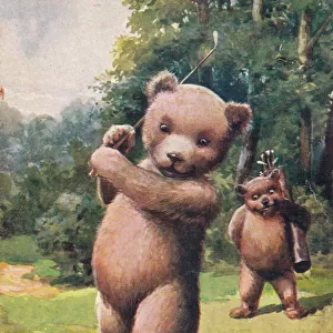Teddy bear playing golf