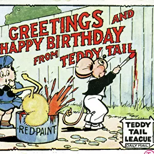 Teddy Tail League birthday card