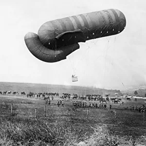 Tethered Observation Kite Balloon During WW1 Aerial-Phot?