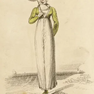Tiny Parasol Circa 1810 White Muslin Dress Print Tiny Parasol Circa 1810 White Muslin Dress Print