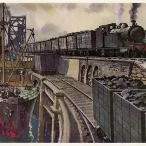 Coal Train Print: 4-4-2 Tank Locomotive at the Harbourside Coal Train Print: 4-4-2 Tank Locomotive at the Harbourside