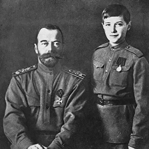 Tsar Nicolas and son during Revolution, Russia