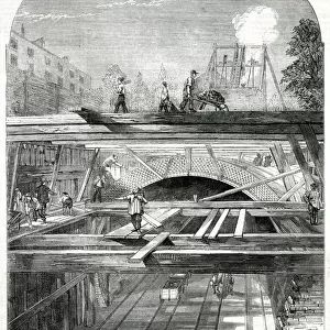Underground railway construction, London 1861