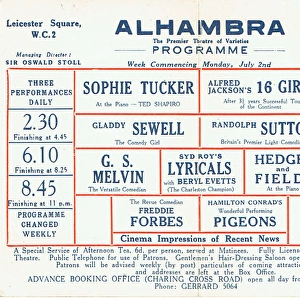 Variety flyer for the Alhambra Theatre, London