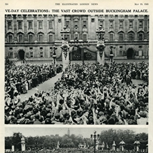 VE Day celebrations: vast crowds outside Buckingham Palace