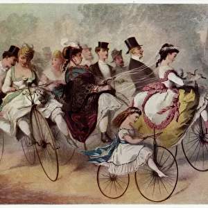 Wedding party on bicycles