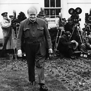 Winston Churchill in siren suit, 1943