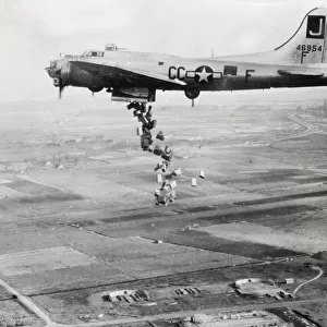 World War II B-17 Flying fortress makes food drop