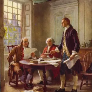 Writing the Declaration of Independence, 1776 Print - c1932 Writing the Declaration of Independence, 1776 Print - c1932