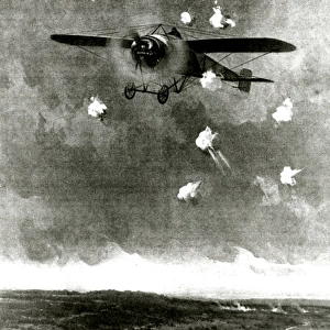 WW1 - German Taube defies allied anti-aircraft fire