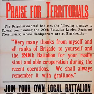 WW1 poster, 20th London Regiment