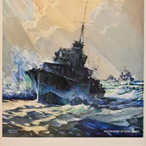 WW2 poster, Britains Sea Power, Destroyers in line ahead, maintain it with your savings