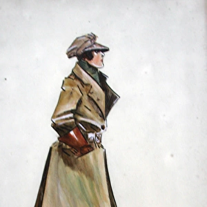 WWI caricature of a lady driver of the War Services Legion