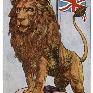 WWI - The Lion Roused - British Propaganda postcard