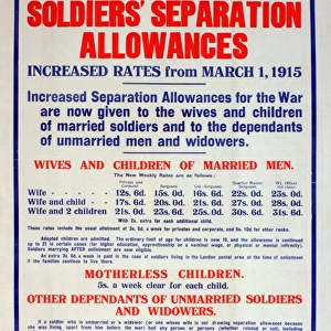 WWI Poster, Soldiers Separation Allowances