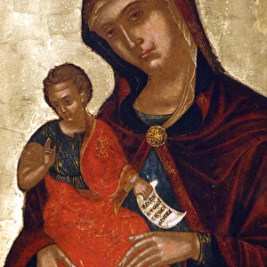 XVIth century icon depicting the Madonna and Child. Francisc