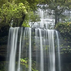 Russell Falls - stunning waterfall amidst lush temperate rainforest - Mount Field National Park, Tasmania, Australia