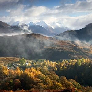 Five Sisters of Kintail looking across the valley in atmospheric conditions from Auchertyre Hill - November - Scotland