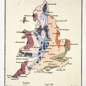 1838 Geological Map of England Print