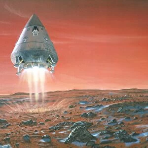 Artwork of exploration module landing on Mars