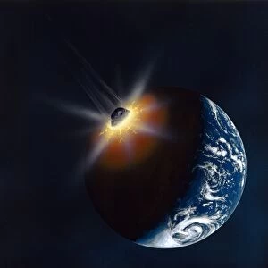 Asteroid impacting the Earth, artwork