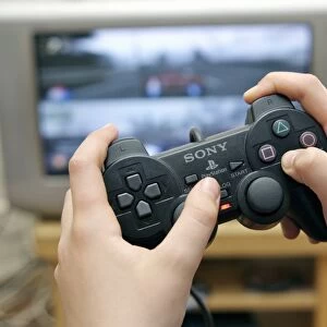 Boy playing a video game