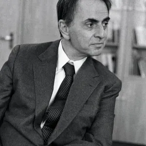 Carl Sagan Print: A photograph of Carl Sagan in Moscow, 1987