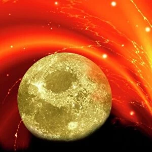 Composite image of the moon & a bright vortex