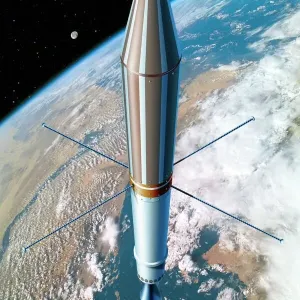 Computer artwork of Explorer 1 in orbit Print Computer artwork of Explorer 1 in orbit Print