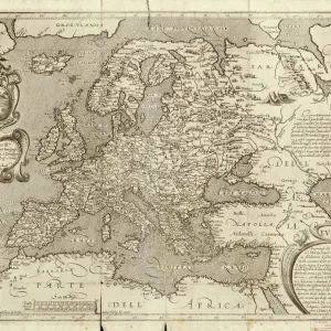 16th Century Map of Europe Print 16th Century Map of Europe Print