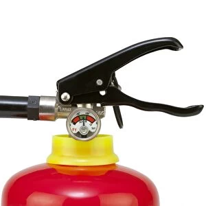 Pressure gauge on fire extinguisher