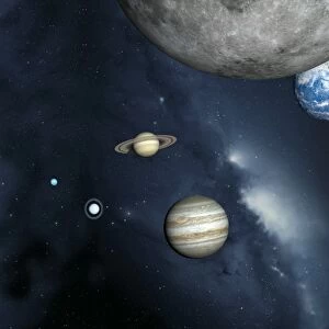 Solar system planets and Sun, artwork