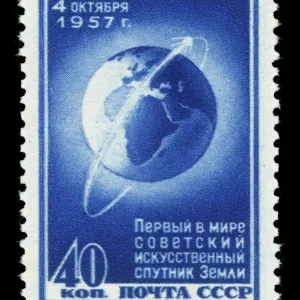 Sputnik 1 Print: A polished aluminium alloy sphere on a stamp Sputnik 1 Print: A polished aluminium alloy sphere on a stamp