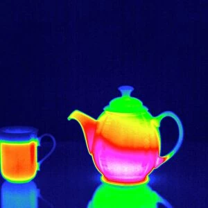 Teapot and hot drink, thermogram