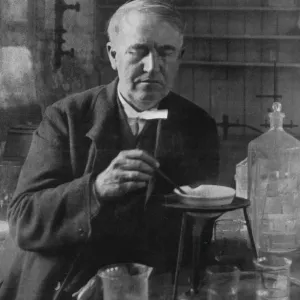 Print of Thomas Edison in his laboratory at West Orange, New Jersey Print of Thomas Edison in his laboratory at West Orange, New Jersey