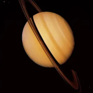 Voyager 1 Print of Saturn with Tethys, Enceladus and Mimas Voyager 1 Print of Saturn with Tethys, Enceladus and Mimas