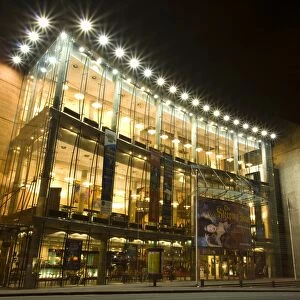 Scotland, Edinburgh, Festival Theatre. The modern glass facade of the Festival Theatre. There has been a theatre located here since 1830 making it Edinburghs longest continuous theatre site