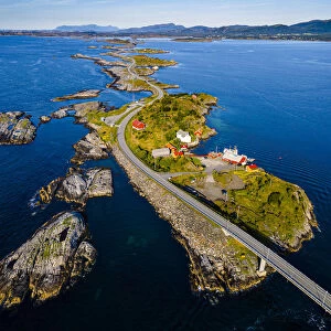 Aerial of the Atlantic Ocean Road, More og Romsdal county, Norway, Scandinavia, Europe