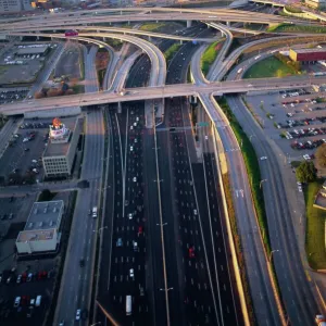 Aerial of highways leading to Atlanta